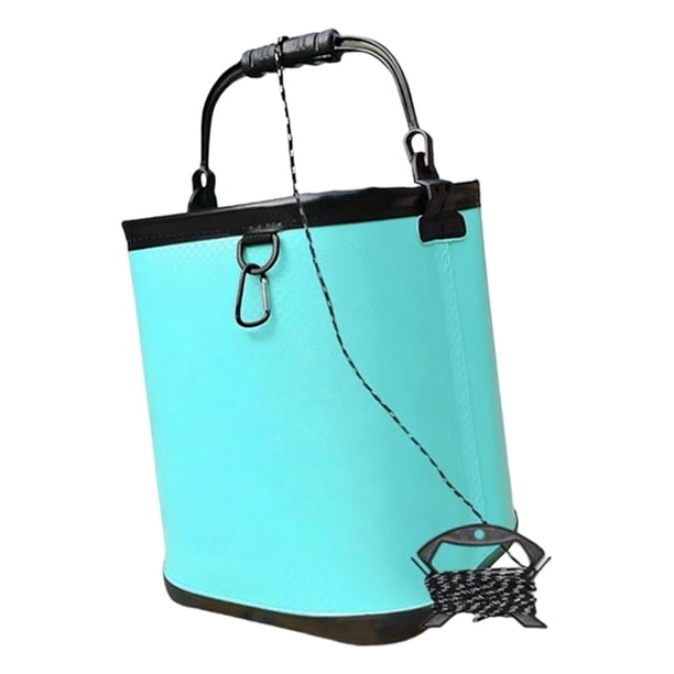 Cubo de pesca, cubo de agua, bote, EVA, exterior, 17 l, con cuerda, para jardín, pesca, casa, playa, viajes, almacenamiento, organizador Azul