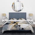 thumbnail image 3 of Designart "Transcendent Impressions in Grey and Gold I" Abstract Shapes Bedding Covert Set - Abstract Grey Modern Bed Set With 1 Sham, 3 of 6
