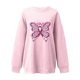 thumbnail image 4 of YFNNUP Womens' Breast Cancer Awareness Long Sleeve Sweatshirts Butterfly Graphic Sweatshirt Trendy Cute Sweatshirt 2024 Fall Casual Crewneck Pullover Tops., 4 of 4