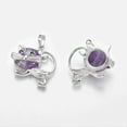 thumbnail image 2 of 10 pc Natural Amethyst Kitten Pendants with Platinum Tone Brass Findings Cartoon Cat Shape 28x30x9mm Hole: 5x7mm, 2 of 2