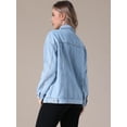 thumbnail image 4 of Unique Bargains Women's Casual Denim Jacket with Oversized Pockets XL Light Blue, 4 of 7