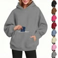 thumbnail image 5 of qucoqpe Womens Solid Color Oversized Hooded Sweatshirt Long Sleeve Hoodie Pullover Tops with Hidden Zipper Double Pockets Casual Fall and Winter Shirts Blouse, 5 of 5