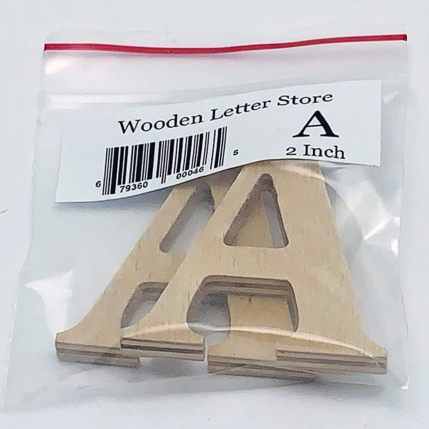 Wooden Letters & Numbers - Wooden Letter A (2 Pack) - 2 Tall x 1/4 Thick.  