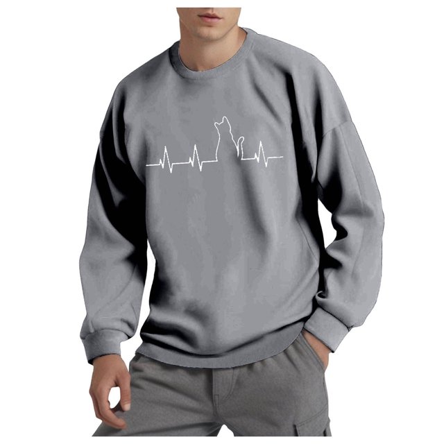 PEASKJP Chandail en Molleton Unisexe à Col Rond Imprimé avec Haut de Mode Léger et Doux (Gris Clair, m)