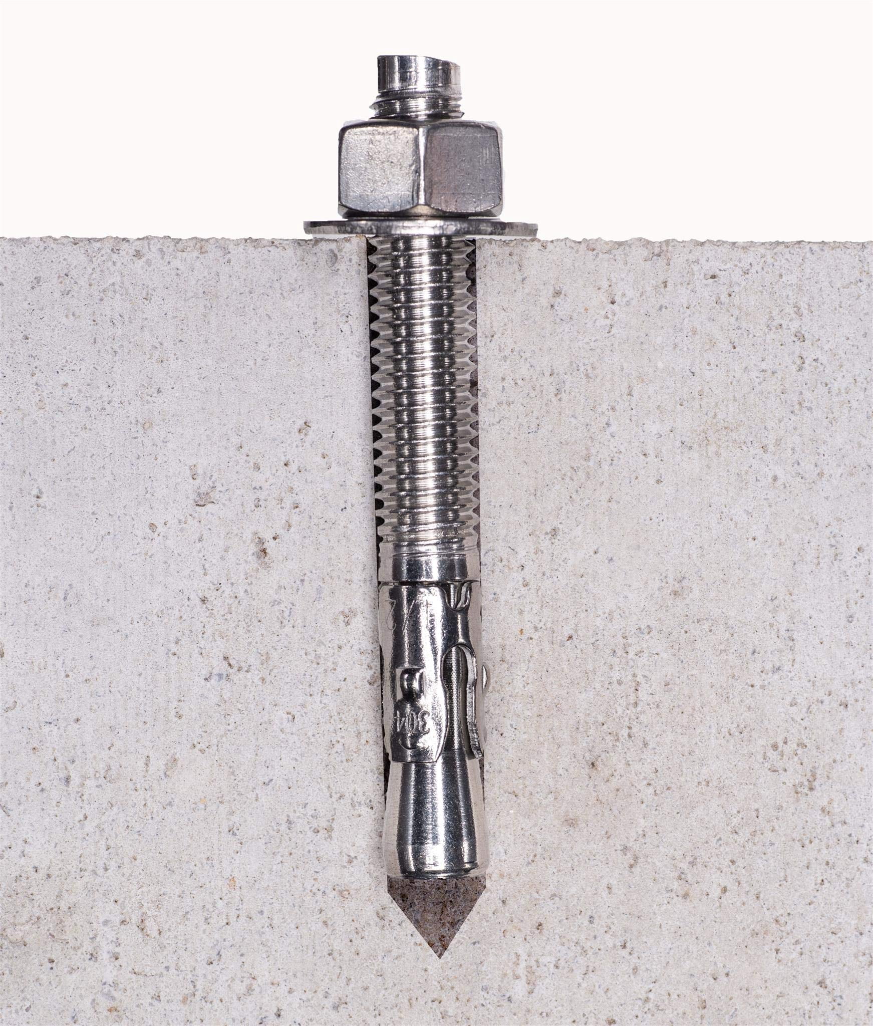 thumbnail image 2 of FastenerCart 304 Stainless Steel Wedge Anchors – 3/8-16 X 3 Inch, 10-Pack – Concrete 2 of 5