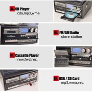 LoopTone Vinyl Record Player Turntable with Bluetooth, CD, Tape, Radio, USB Recorder, Stereo Home System