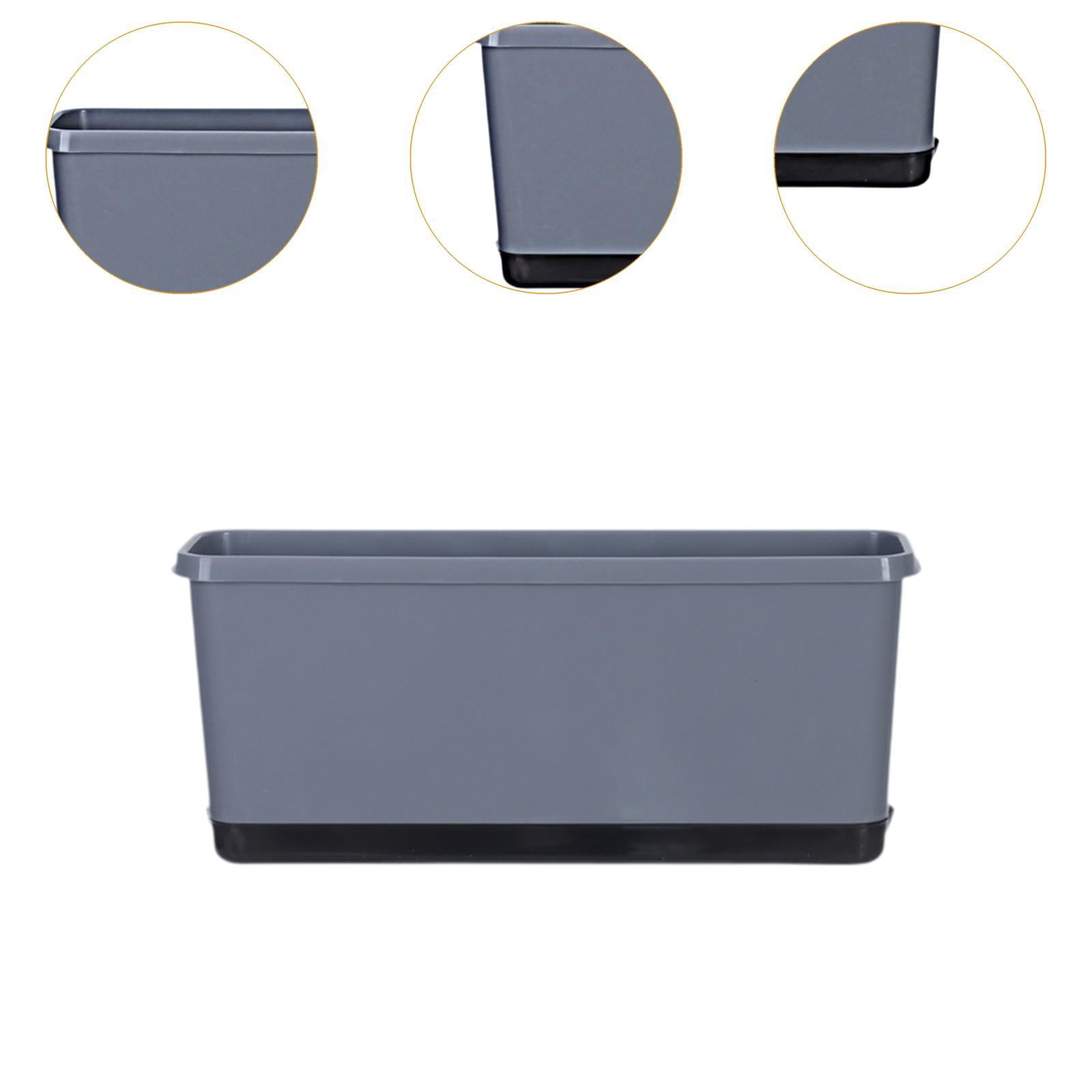 colaxi 2Pcs Window Box Planter Flower Pot with Drainage Holes with Absorbent Cotton Rope Versatile Accessories for Home Porch Sturdy Grey