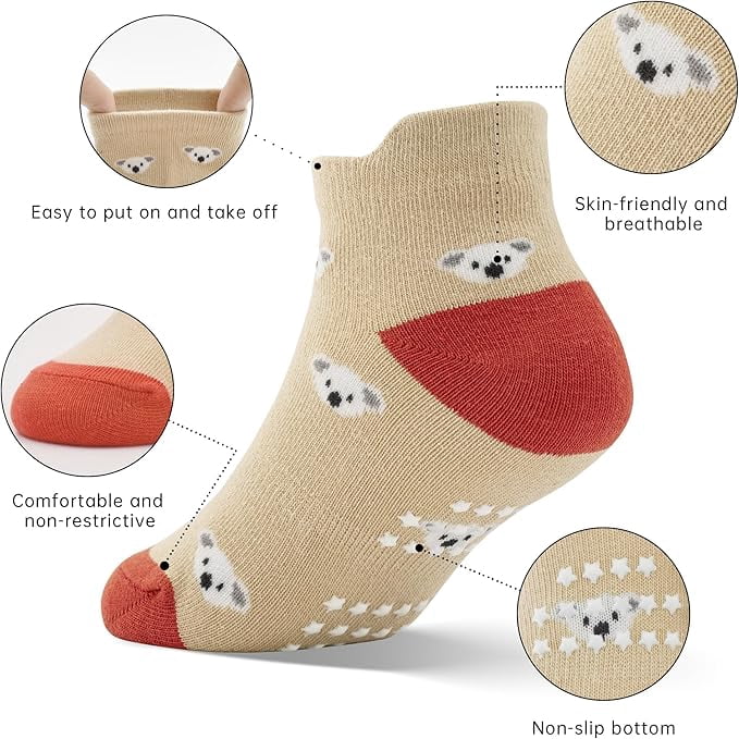 Toddler Baby Non Slip Ankle Socks with Grippers Kids Boys Girls Socks 12 Pairs for 1-7 Years Infant Children
