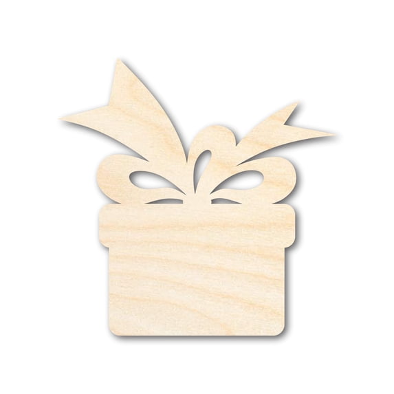 Unfinished Wood Christmas Present Shape - Craft - up to 36" DIY 2" / 1/8"