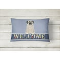 thumbnail image 2 of Carolines Treasures BB5597PW1216 Mastiff Brindle White Welcome Canvas Fabric Decorative Pillow, 12H x16W, multicolor, 2 of 3