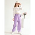 thumbnail image 5 of Usaibhir Girls Cargo Pants Casual Drawstring Jogger Sportswear Parachute Pants 7-14T, 5 of 8