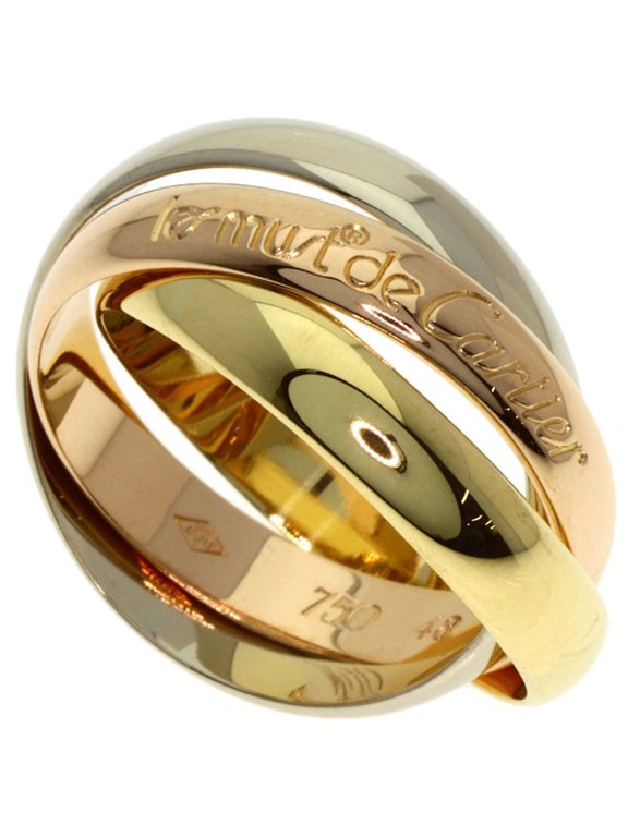 Pre-Owned Cartier Trinity #48 Ring, 18K Yellow Gold/18K White Pink Gold, Women's, CARTIER