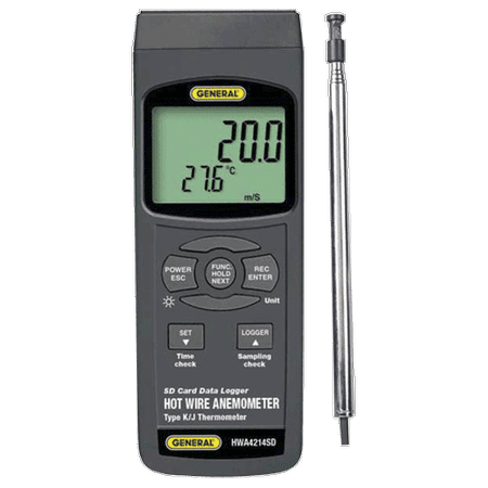 General Tools HWA4214SD Data Logging Airflow Meter SD Card