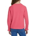 thumbnail image 4 of Items Kids Shirts Girls Tops Pleated Trim Long Sleeve Top Casual Crew Neck Pullover Tees Solid Color Blouse Shirt, 4 of 9