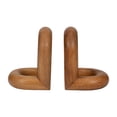 thumbnail image 6 of Decorative Mango Wood Bookends for Bookshelf Decor - Book Accessories for Office Desk, Home Library, or Shelf Accent - Book Ends for Entryway Console Table or Kitchen Counter - Set of 2, 8", Brown, 6 of 12