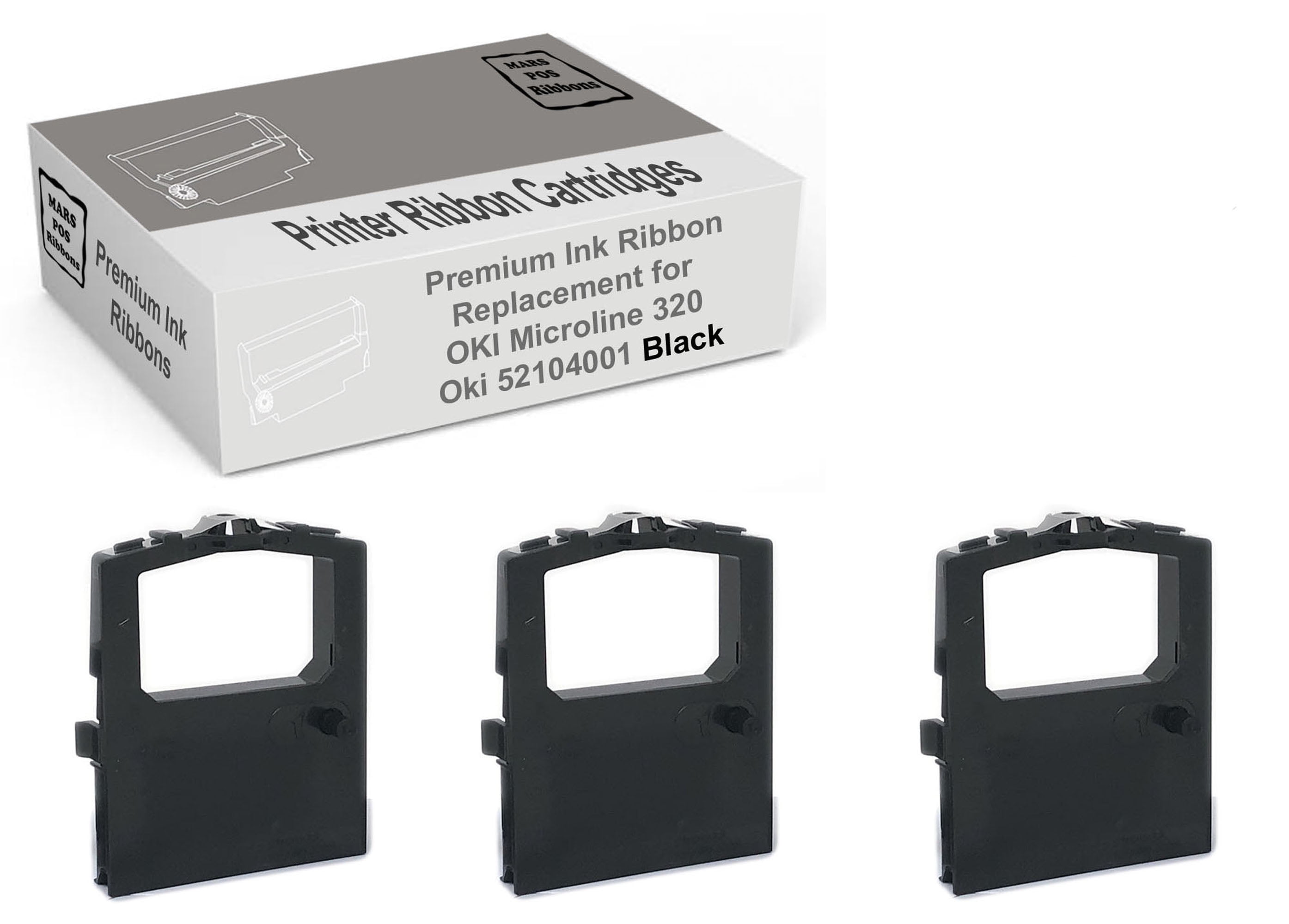 12-pk, Black 12 Pack Ink Ribbon Replacement for Okidata 320 420 Turbo 52102001 52104001 