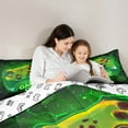 thumbnail image 5 of Homewish Gradient Green Gamepads Boy 3-Piece Full Size Comforter Sets,Video Game Bedding Comforter Set,Geometric Honeycomb Lightweight Bedding Sets,Breathable Home Decor,Reversible, 5 of 8