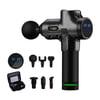 Carbon Massage Gun Touch Screen LCD Portable Cordless Sports Deep Muscle Massage Gun for Pain relief, Rechargeable, 6 Heads, 30 speed, Handheld Percussion Quiet Portable Massage Gun