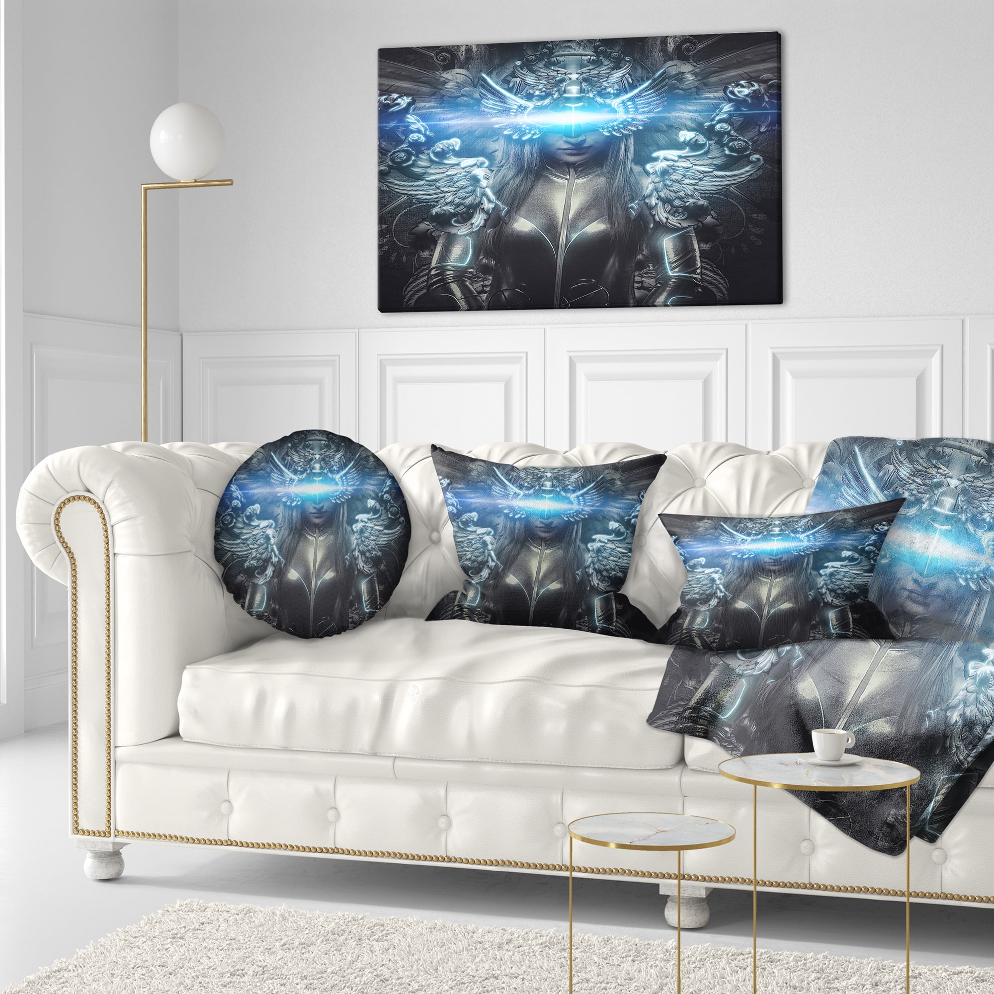 Designart Woman Suit with Relief - Abstract Throw Pillow - 12x20