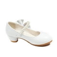 thumbnail image 6 of Girls White Princess Shoes Toddler Low Heel Pearl Bowknot Dress Mary Jane Shoes Kids Wedding Party Footwear, 6 of 7