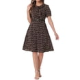 thumbnail image 1 of INSPIRE CHIC Vestido Vintage para Mujeres con Estampado Floral, Cuello Peter Pan, Largo a la Rodilla, Casual, Marrón, 1 of 6
