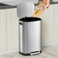 thumbnail image 2 of 13 Gallon Trash Can with Lid, 50L Fingerprint Proof Stainless Steel Kitchen Trash Can with Removable Inner Bucket and Lid Soft Close, Pedal Rubbish Bin for Home Office, Silver, 2 of 15