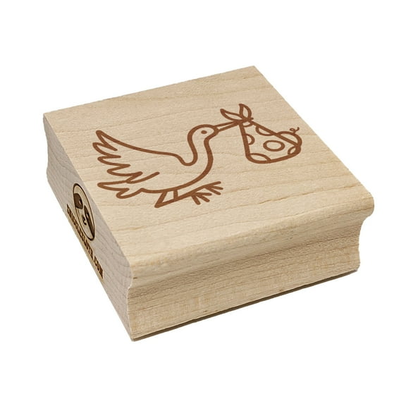 Stork Carrying a Baby Shower Pregnancy Square Rubber Stamp Stamping Scrapbooking Crafting - Small 1.25in