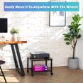 FITUEYES Printer Stand on Wheels,2 Tier End Table，Under Desk Mesh Storage，PS204801MW