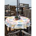 thumbnail image 2 of Outdoor Tablecloth with Umbrella Hole for Patio/Picnic/Party/Camping, Rainbow Sunshine Waterproof Table Cloth Round Cover Washable, Rainy Cute Yellow Border (Dia 60"), 2 of 8