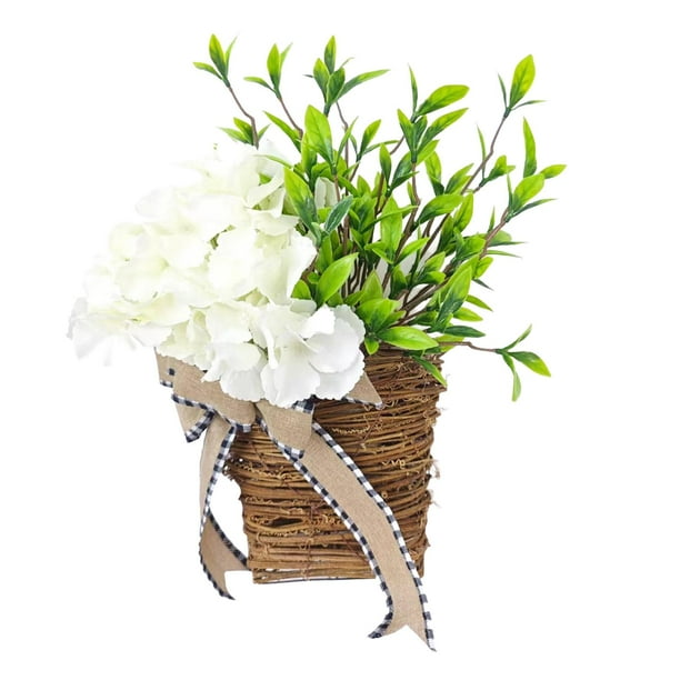 Flores colgantes artificiales con cesta, guirnalda de flores, decoración con dijes, regalo versátil, flores colgantes para el hogar, jardín al aire