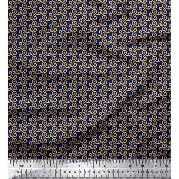 Soimoi Silk Fabric Abstracts Abstract Print Sewing Fabric Yard 42 Inch Wide