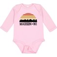 thumbnail image 3 of Inktastic Madison Wisconsin Skyline Retro Sunset Boys or Girls Long Sleeve Baby Bodysuit, 3 of 5