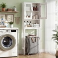thumbnail image 2 of Giantex Wooden Over The Toilet Storage Cabinet, Home Bathroom Space Saver, Double Doors, Adjustable Shelf Organizer, Open Storage Shelf, Freestanding Toilet Storage Rack Unit, 2 of 8