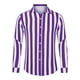 thumbnail image 5 of CAMISAS CHIC PARA HOMBRE INSPIRE Camisa de manga larga de botones de rayas verticales ajuste regular casual S Púrpura Blanca, 5 of 7