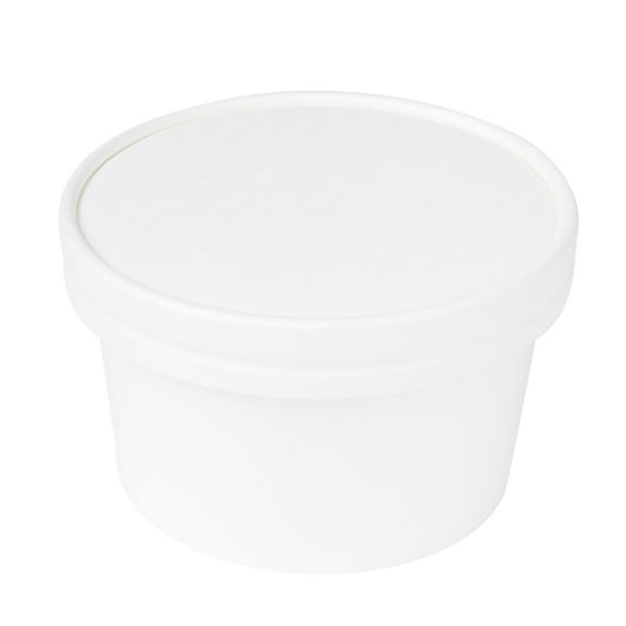 Restaurantware-LIDS ONLY: Coppetta Lids For 12 Ounce Ice Cream Cups, 200 No-Leak Covers For Treat Cups - Cup Sold Separately, For Hot And Cold Foods, White Paper Lid For Chili Cup