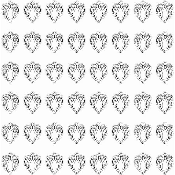 1 Set 50pcs Angel Wings CharmsMrtal Wing Charms Pendants Feather Vintage Charms Dangle Pendant for Jewelry Making Necklace Bracelet Earrings Charms Christmas Supplies Craft
