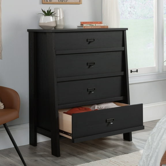 Sauder Trestle 4-Drawer Bedroom Dresser, Raven Oak Finish