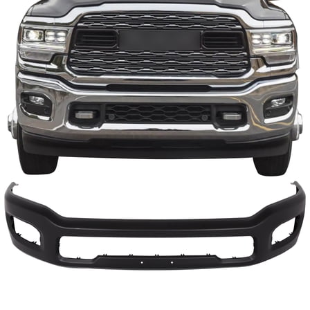 SCITOO Front Bumper Face Bar fit for 2019 2020 2021 2022 2023 for Ram 2500,2019 2020 2021 2022 2023 for Ram 3500 , Black 105-10110B w/ Fog