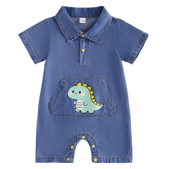 TOWED22 Newborn Summer Romper Clothes Graphic Print Short Sleeve Cotton Jumpsuit Bodysuit One-Piece Unisex for 3 6 12 18 Months(Blue,3-6 M)