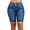 Blue, variant on Yinreli Mid Rise Pockets Buttons Fly Short Jeans Knee Length Stretchy Denim Shorts for Dating