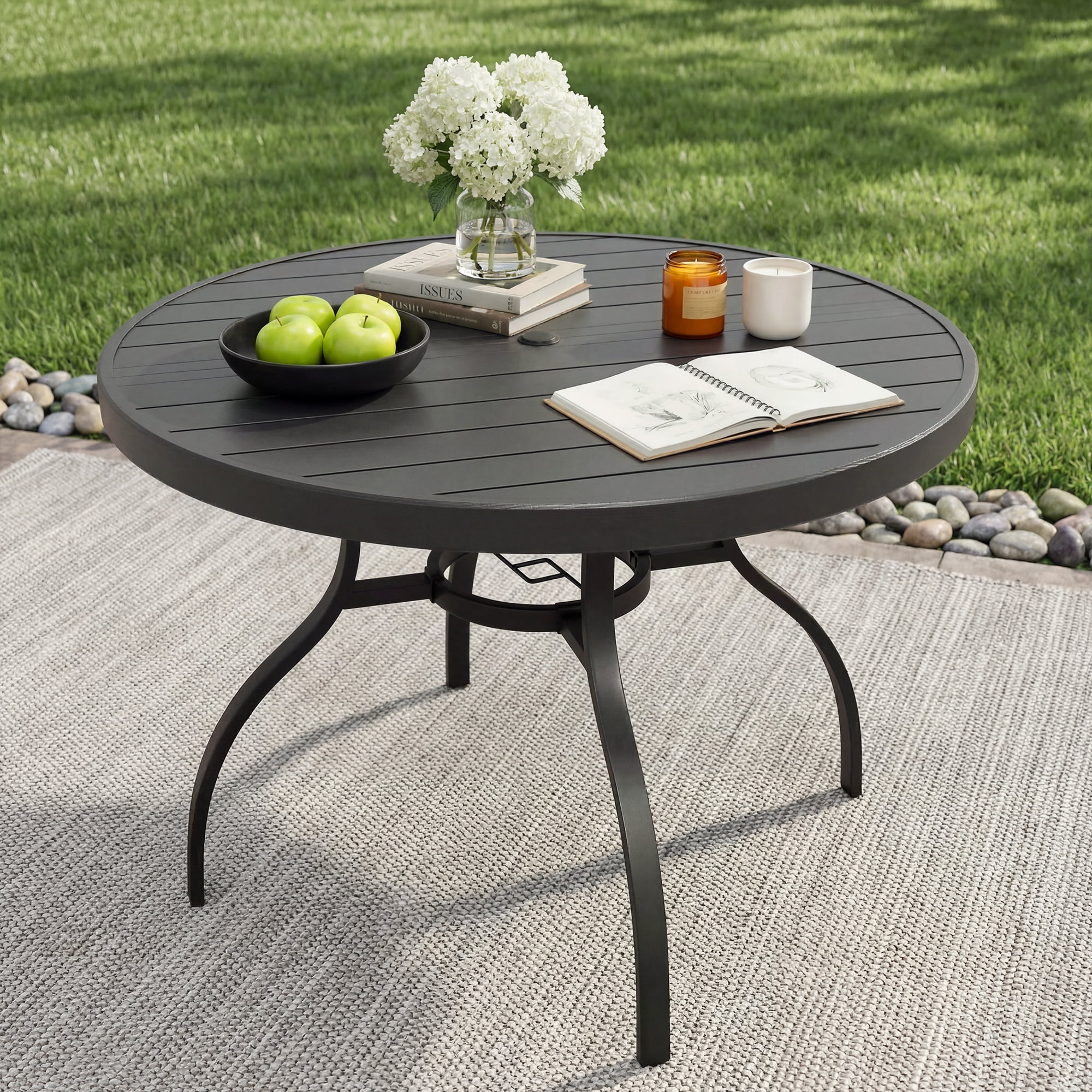 41 Inch 1 Piece Outdoor Indoor Dining Round Table Black
