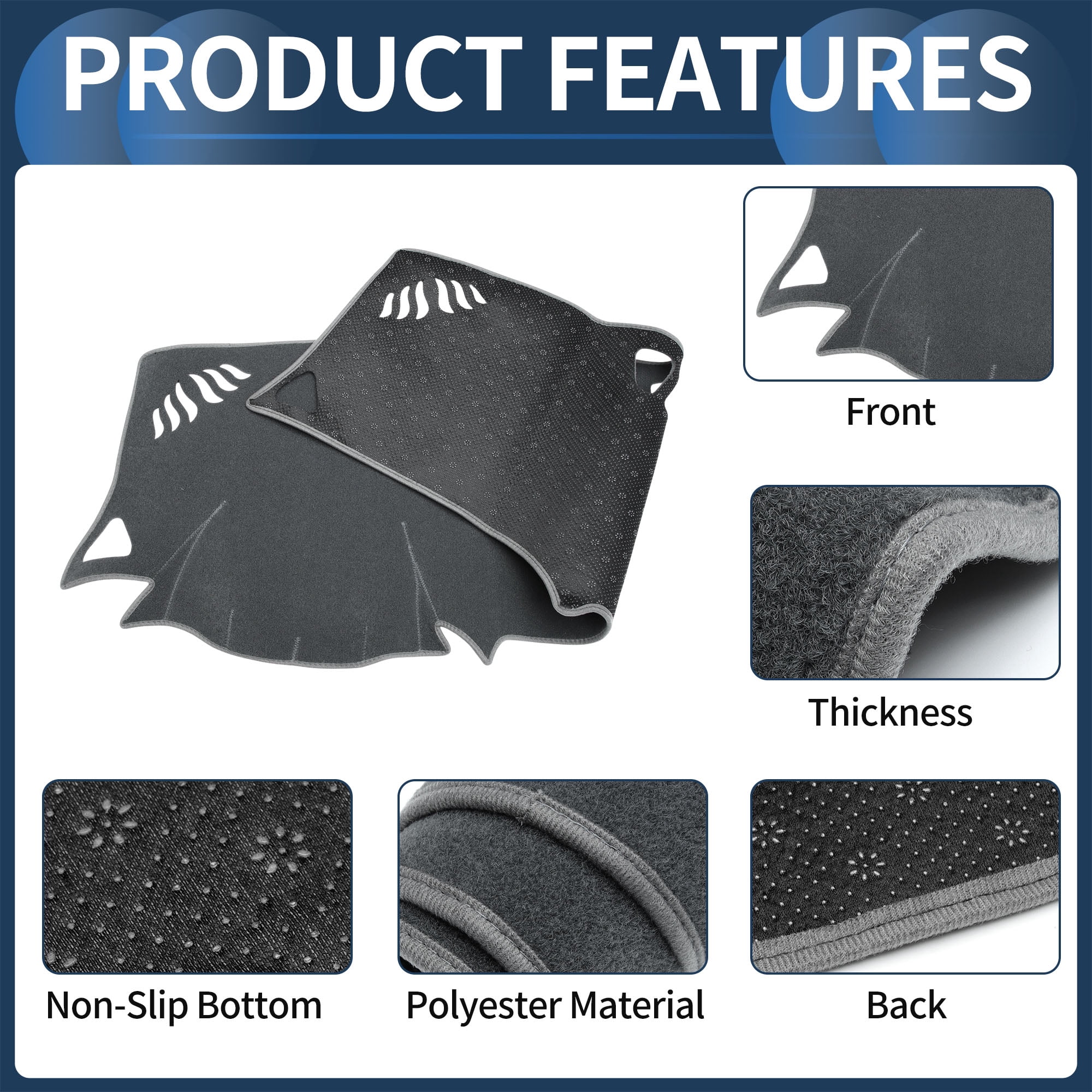 Dashboard Cover Dash Cover Mat Carpet for Chevy Equinox 2018-2022 Polyester Gray