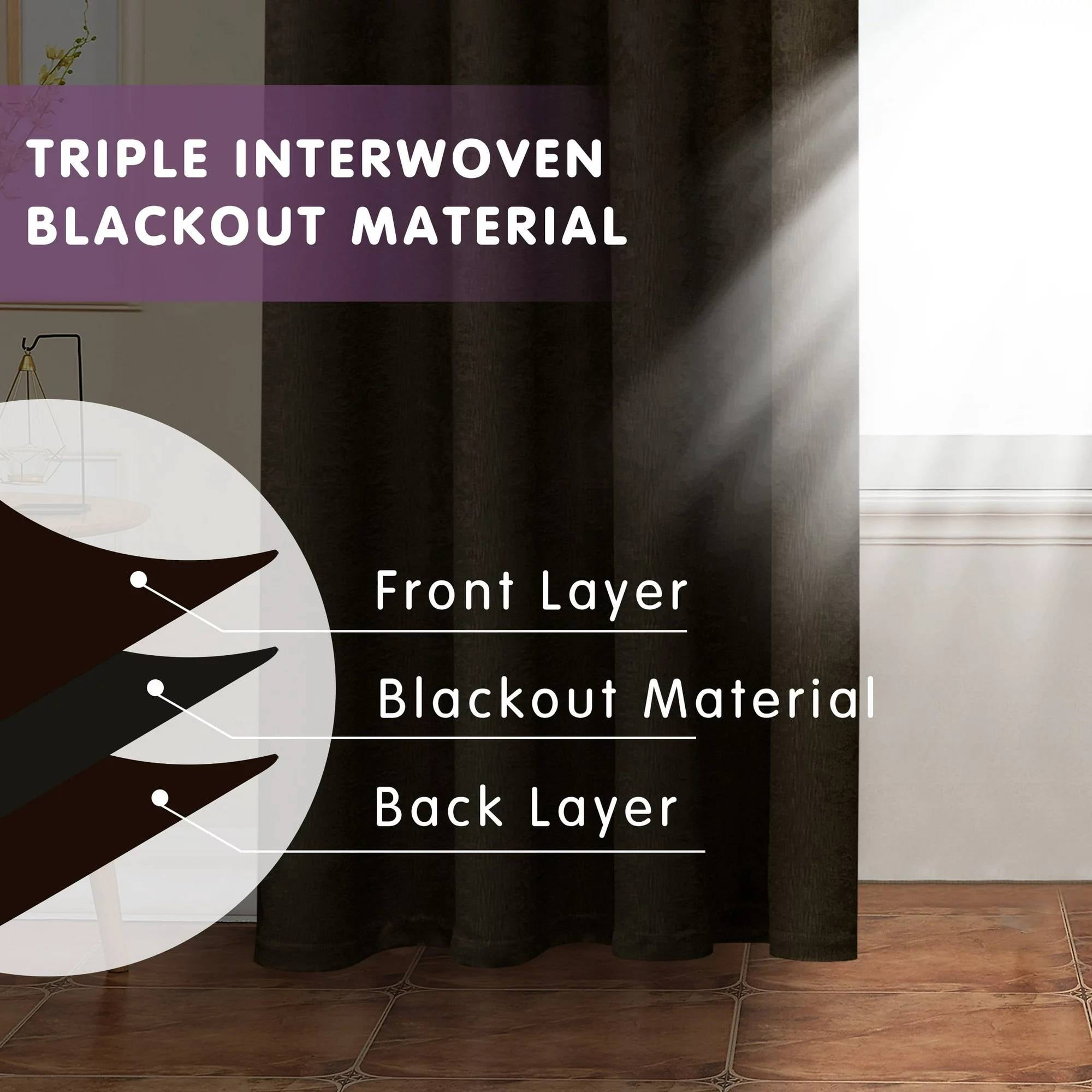 Subrtex Blackout Curtains 2 Panels Room Darkening Grommet Drapes, Olive Brown, 52"x 63"