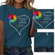 thumbnail image 4 of Women's Love Printed T-shirt All-match Round Neck Short Sleeve Top for Summer, 4 of 4