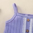 thumbnail image 5 of NOLDARES Toddler Baby Girl Summer Clothes Ruffle Knit Sleevelesss T-Shirt Tee Tops + Shorts Cute Outfits Set(Purple,6-12 Months), 5 of 7