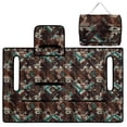 thumbnail image 4 of COEQINE Golf Cart Seat Covers with Carry Handle, Comfortable Golf Cart Seat Towel Blanket, Fits for EZGO Yamaha Club Car and Other 2-Seat Golf Carts, Brown Cowhide American Tribal Geometric, 4 of 8