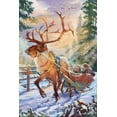 thumbnail image 5 of Holiday Tradition, Reindeer Sleigh Ride Through Mountain Snow, (16x24 Wrapped Canvas, Wall Decor, Artwork), 5 of 5