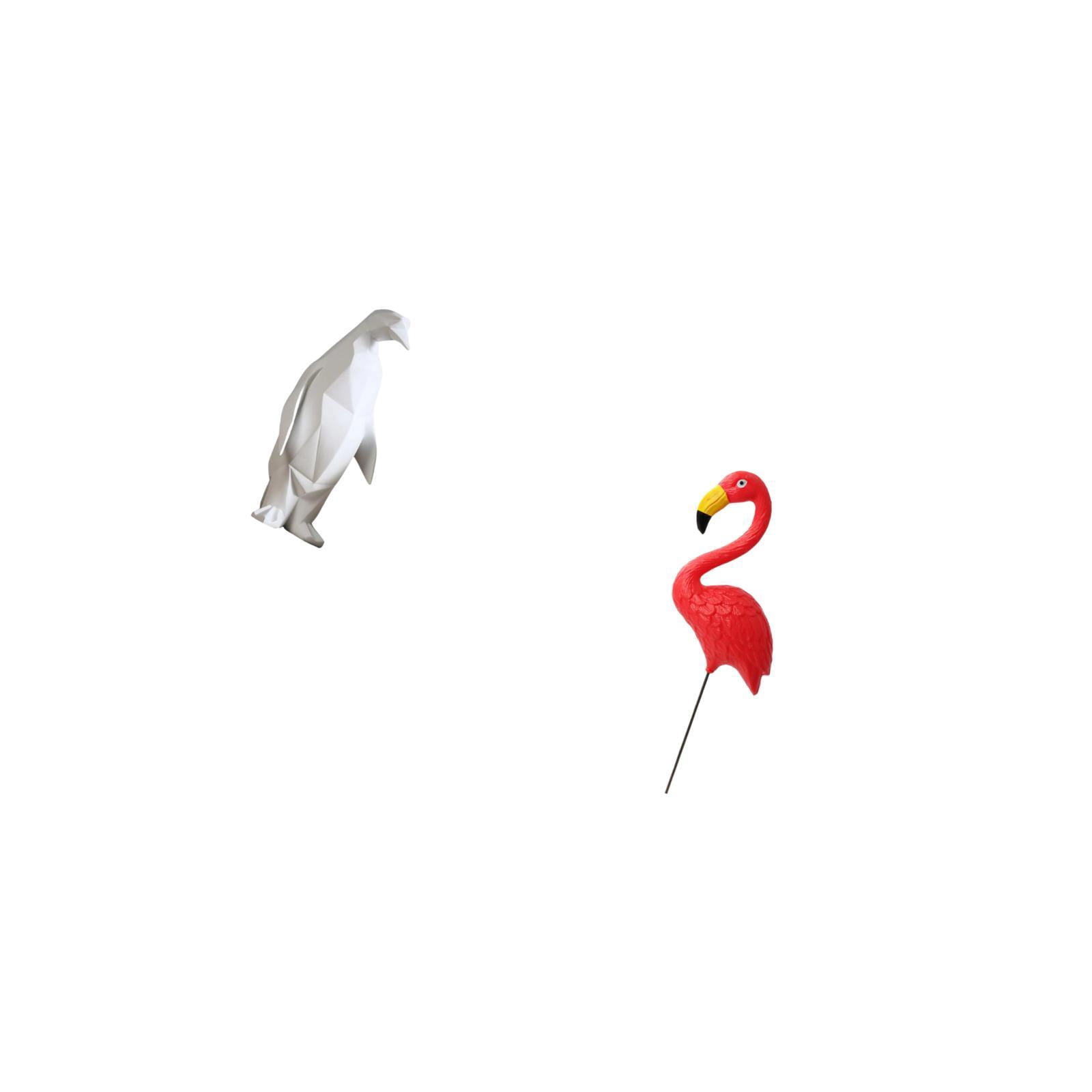 CoudarTitie Penguin Bird Sculpture Figurine Collectable Craft Decorative Ornament Resin Animal Statue Yard Art Ornament Backyard Fairy Garden Accessories Flamingo Garden Stake for Housewarming