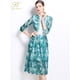 thumbnail image 3 of H Han Queen 2024 otoño elegante vestido de fiesta Patchwork Floral Crochet ahuecado encaje Midi Vestidos Oficina Vestidos casuales juveniles, 3 of 4