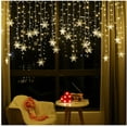 thumbnail image 2 of 11.5ft 96 LED Snowflake Curtain String Lights Outdoor Indoor Christmas Tree Lights Waterproof Holiday Party Connectable Wave Fairy Light for Birthday Christmas Gifts (Warm White), 2 of 8